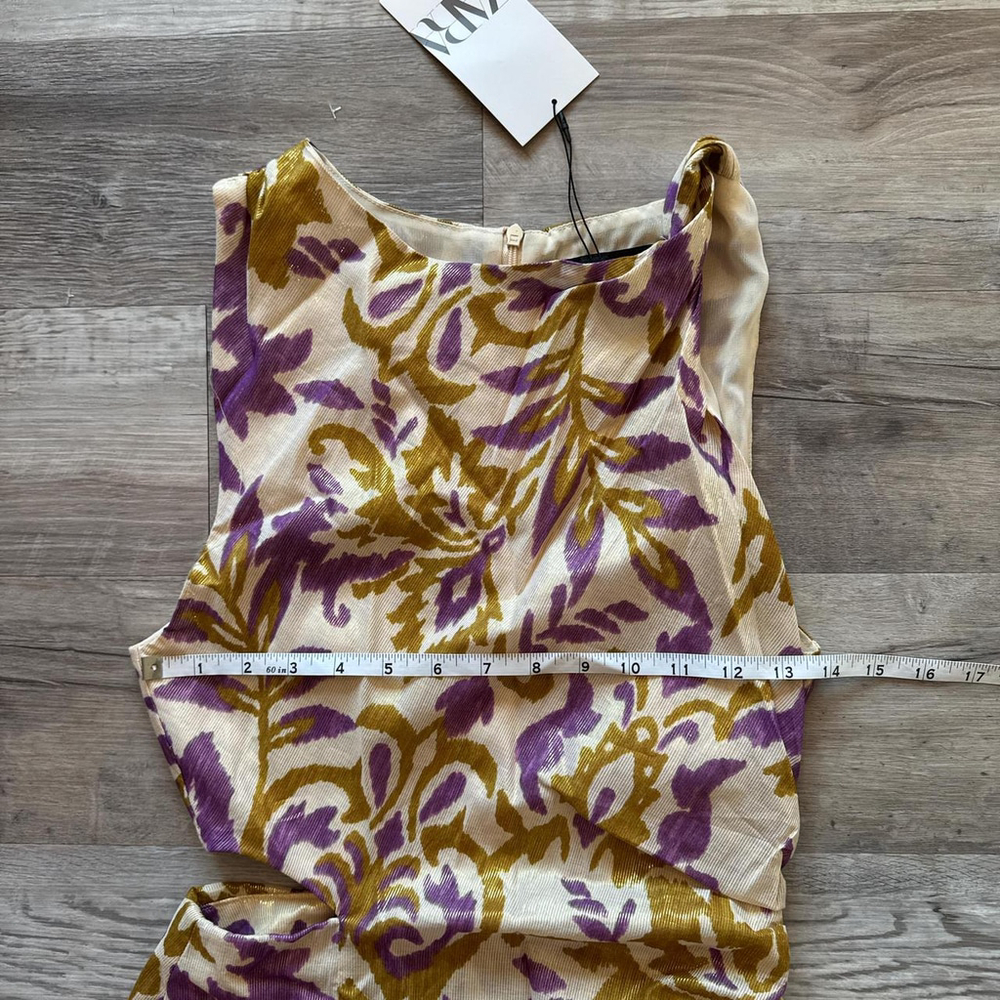 ZARA FLORALS PRINT CUT OUT MIDI DRESS - SIZE XS - BRAND NEW WITH TAG - Picture 4 of 8